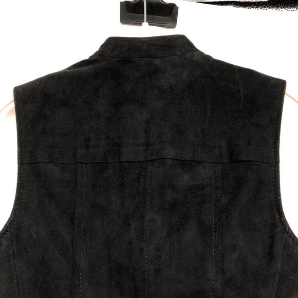 BCBGMaxAzria Black Faux Suede Pleated Damien Zip-Up Vest size XXS - Picture 7 of 13